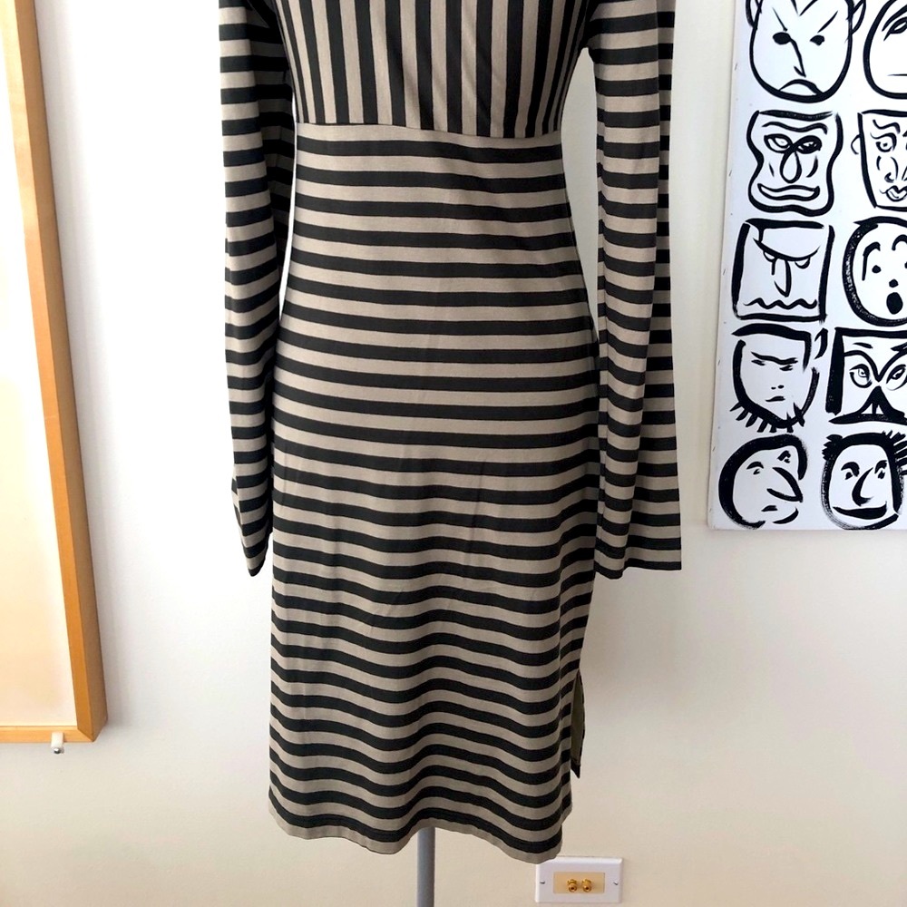 Andrea Saletto Dress Midi Striped Long Sleeve Slimming Stretchy Flattering Comfy - Picture 3 of 7